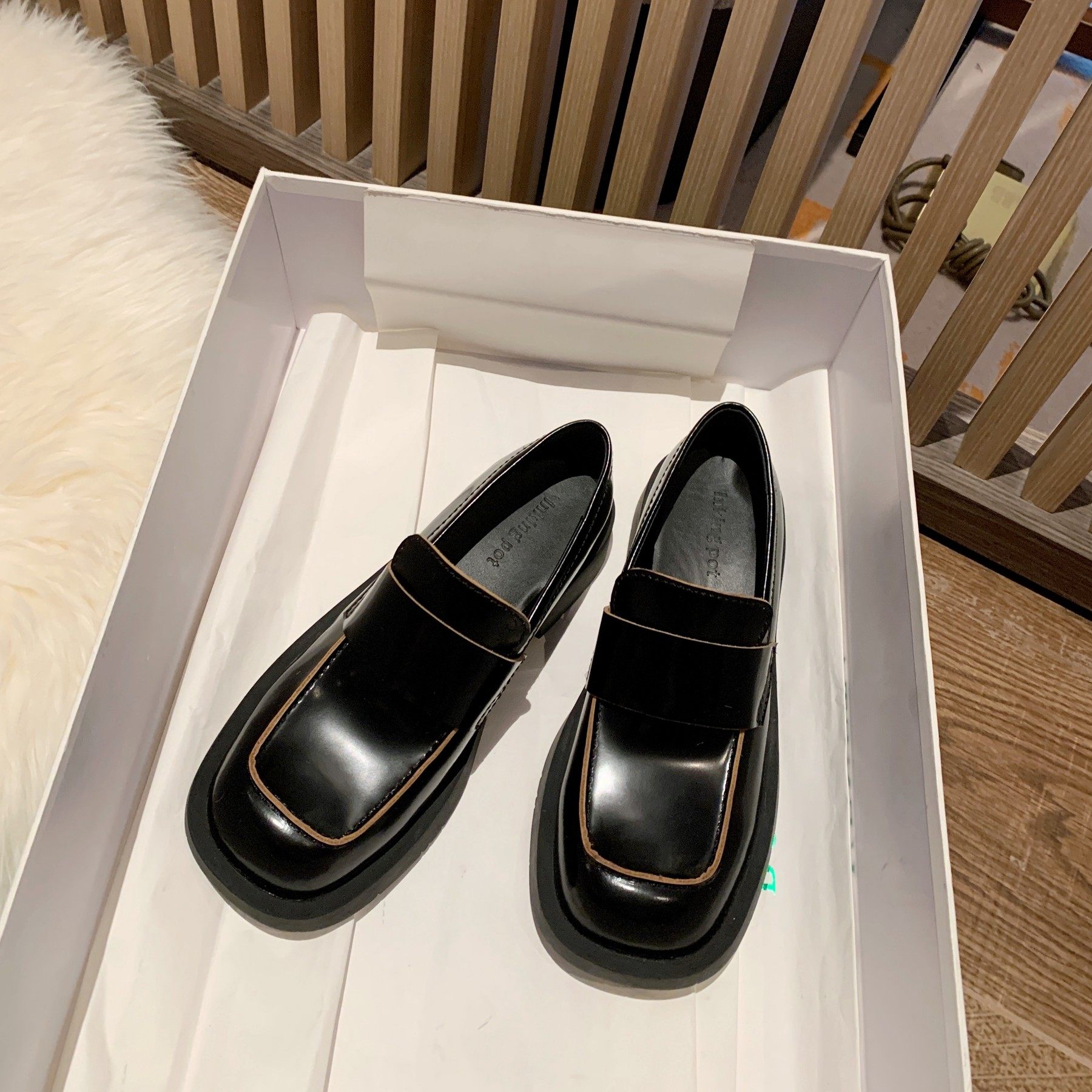 Inkingpot彭姐 升级版真皮马毛小皮鞋乐福鞋女厚底圆头粗跟英伦风,淘宝优惠券,粉丝福利购,淘宝优惠卷