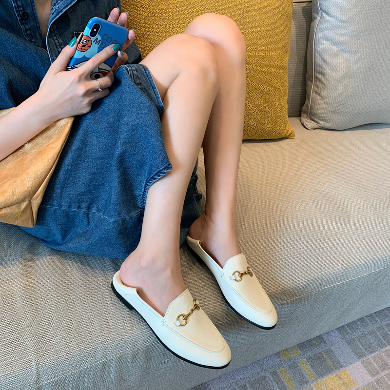 InkingPot彭姐 升级马衔扣复古平底真皮乐福鞋舒适半踩懒人鞋两穿 - 图3