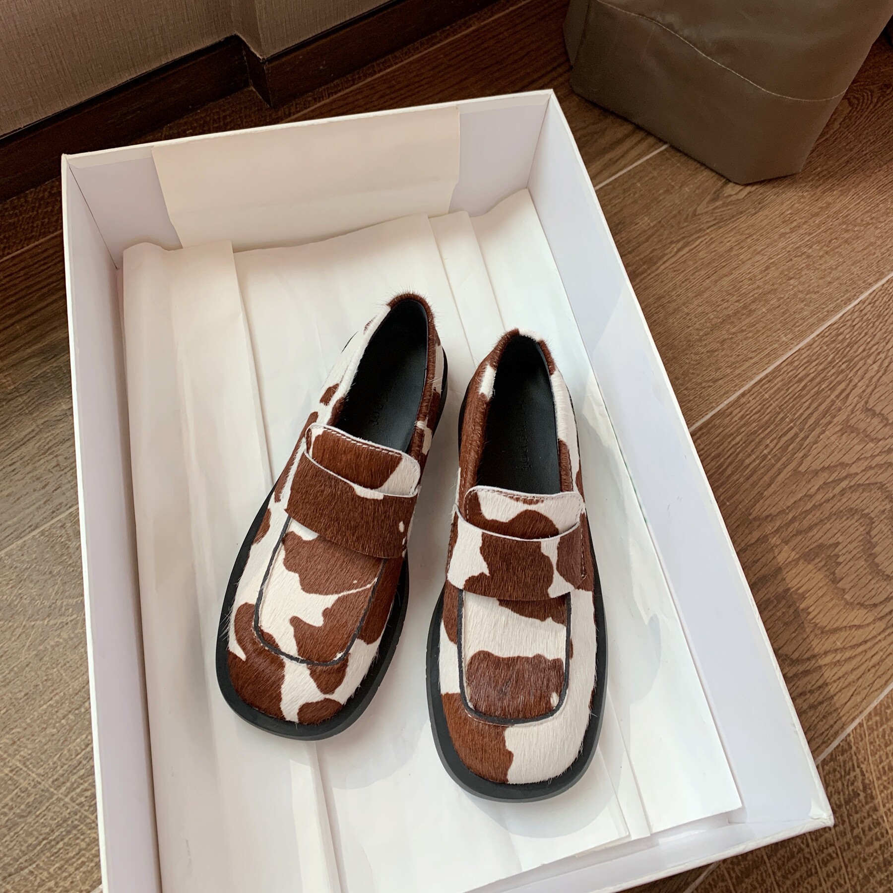 Inkingpot彭姐 升级版真皮马毛小皮鞋乐福鞋女厚底圆头粗跟英伦风,淘宝优惠券,粉丝福利购,淘宝优惠卷