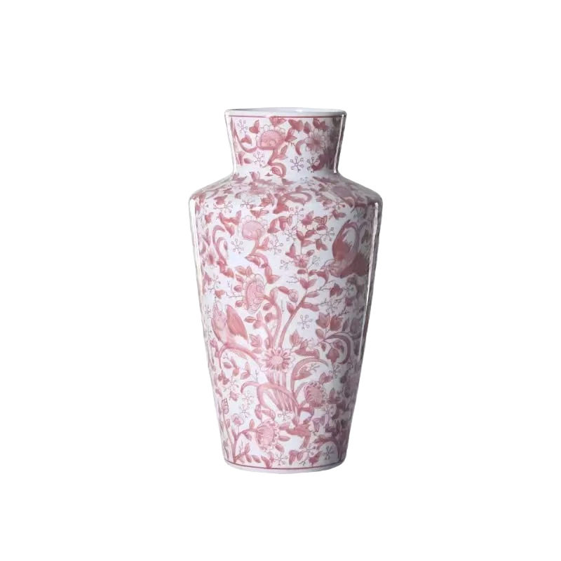 青花瓷红色花瓶陶瓷喜庆花瓶玄关桌面插花储物罐摆件手绘陶瓷花瓶,淘宝优惠券,粉丝福利购,淘宝优惠卷