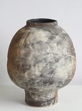 敦煌油画侘寂风陶瓷花瓶粗陶瓶