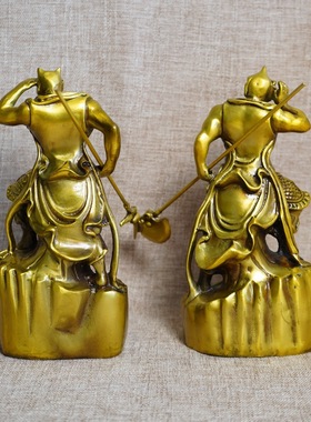 纯黄铜千里眼顺风耳家用佛像摆件