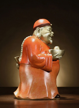 纯黄铜地主财主富贵元宝福气摆件