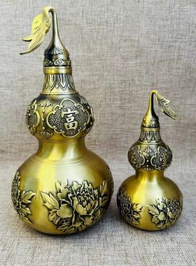 纯黄铜富贵玉堂葫芦客厅玄关摆件