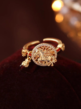 可旋转生肖小马戒指女款新中式