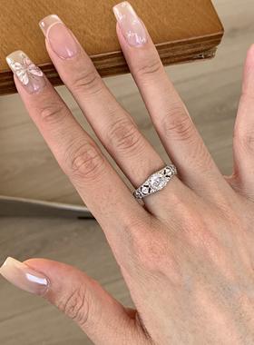 银色满钻素款戒指女冷淡风精致