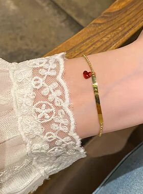 红色爱心锆锆手链女时尚