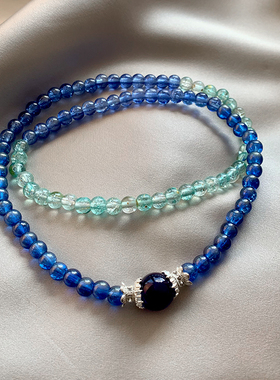 新中式叠戴蓝色串珠手链女复古轻奢高级感手串清冷感禅意风配饰品