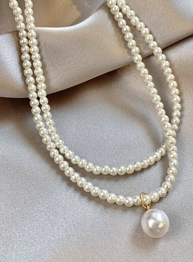 法式优雅气质多层珍珠项链女高级感轻奢小众锁骨链复古百搭毛衣链