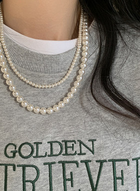 施家双层叠戴珍珠项链女款