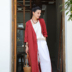 Ma Lin văn học gốc cotton và vải lanh nữ 2019 mùa thu mới màu dệt vải lanh áo khoác dài áo khoác - váy đầm đầm suông váy đầm