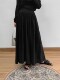 Long fine pleated elegant umbrella skirt with wide hem knitted skirt