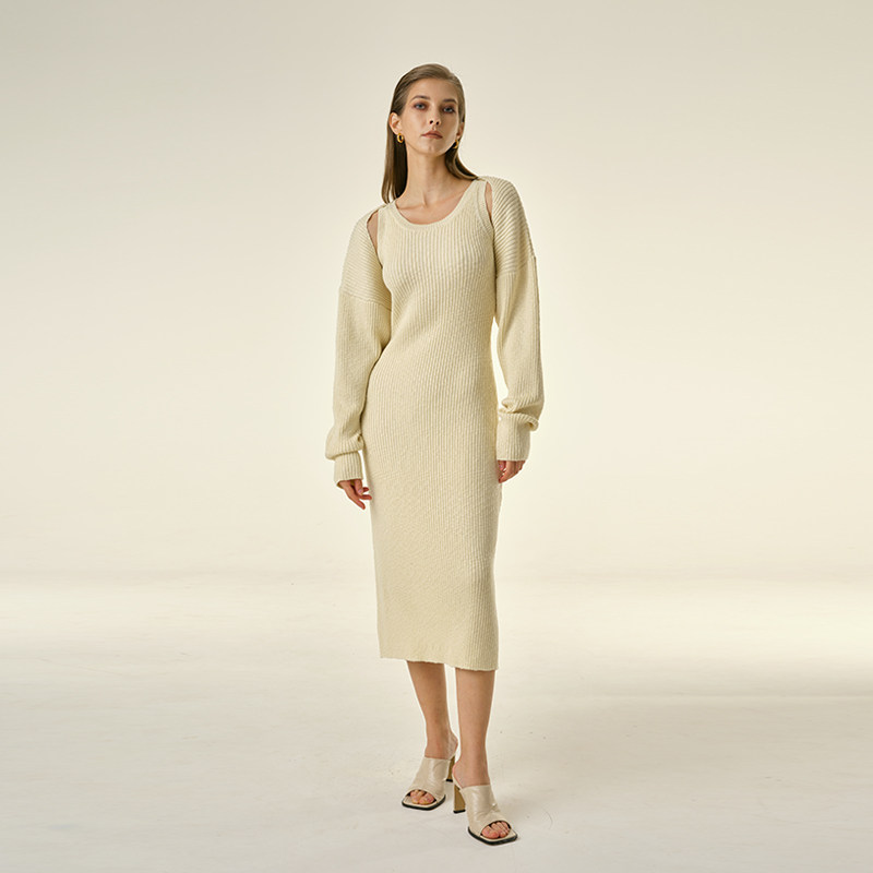 INSPIRE&amp;STORIES 博主同款简约休闲肌理两件套针织连衣裙,淘宝优惠券,粉丝福利购,淘宝优惠卷