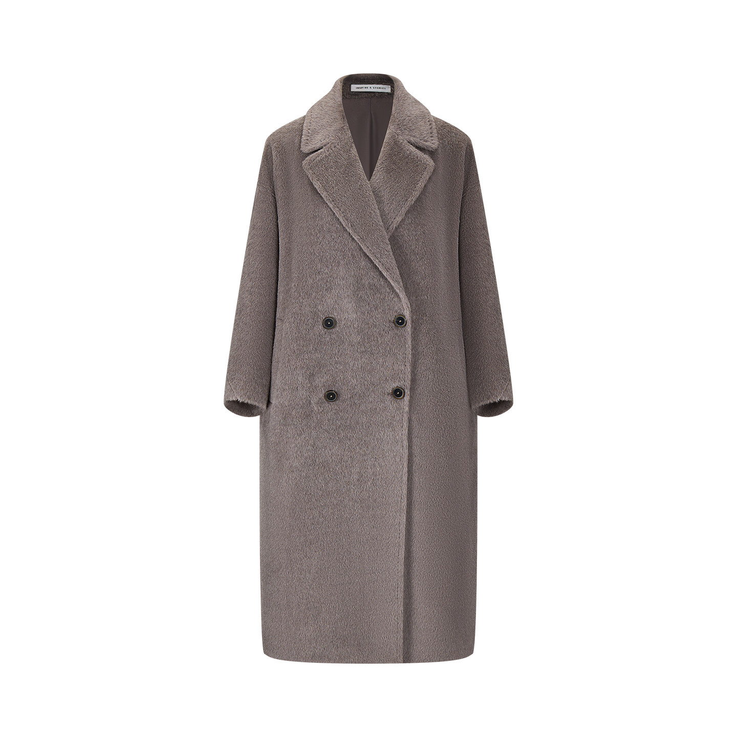 INSPIRE&STORIES25秋冬新款女士时尚双排扣中长羊毛大衣银泰百货,淘宝优惠券,粉丝福利购,淘宝优惠卷