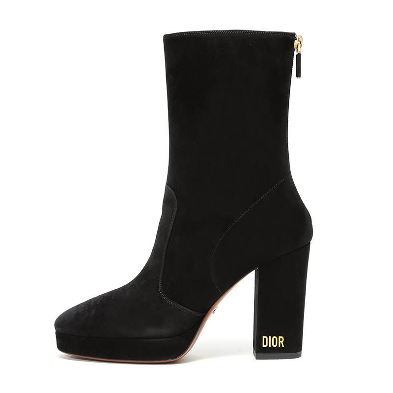 dior /迪奥女士黑色绒面皮革短靴 银泰百货精品时装靴