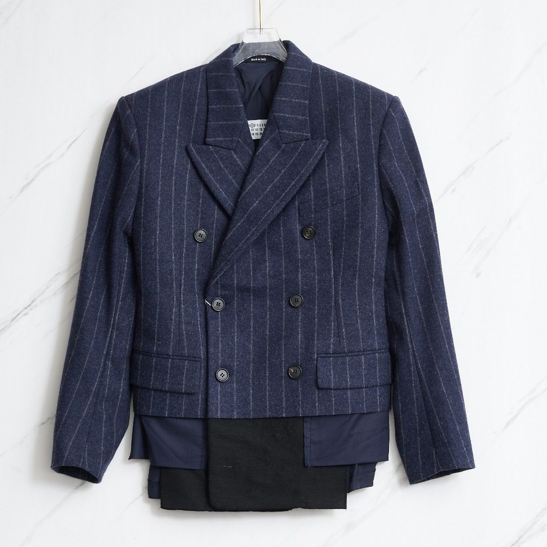 Maison Margiela 早秋女士条纹毛呢西服外套银泰百货精品 301596,淘宝优惠券,粉丝福利购,淘宝优惠卷