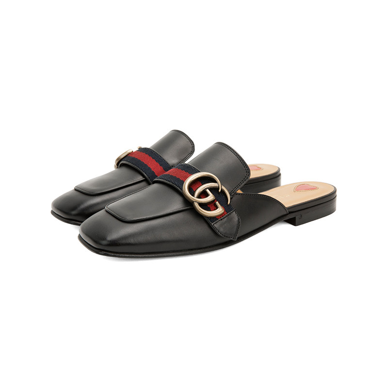 gucci白色牛皮女士平底300099拖鞋 银泰百货精品包头拖