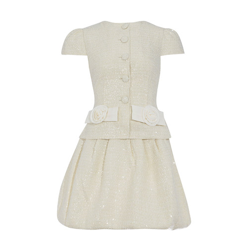 SELF PORTRAIT 女士白色织物面料蓬蓬连衣裙淑女裙银泰 300217 - 图0