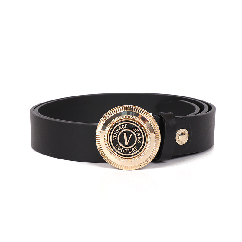 范思哲男士皮革金属微标板扣皮带 银泰百货精品腰带/皮带/腰链