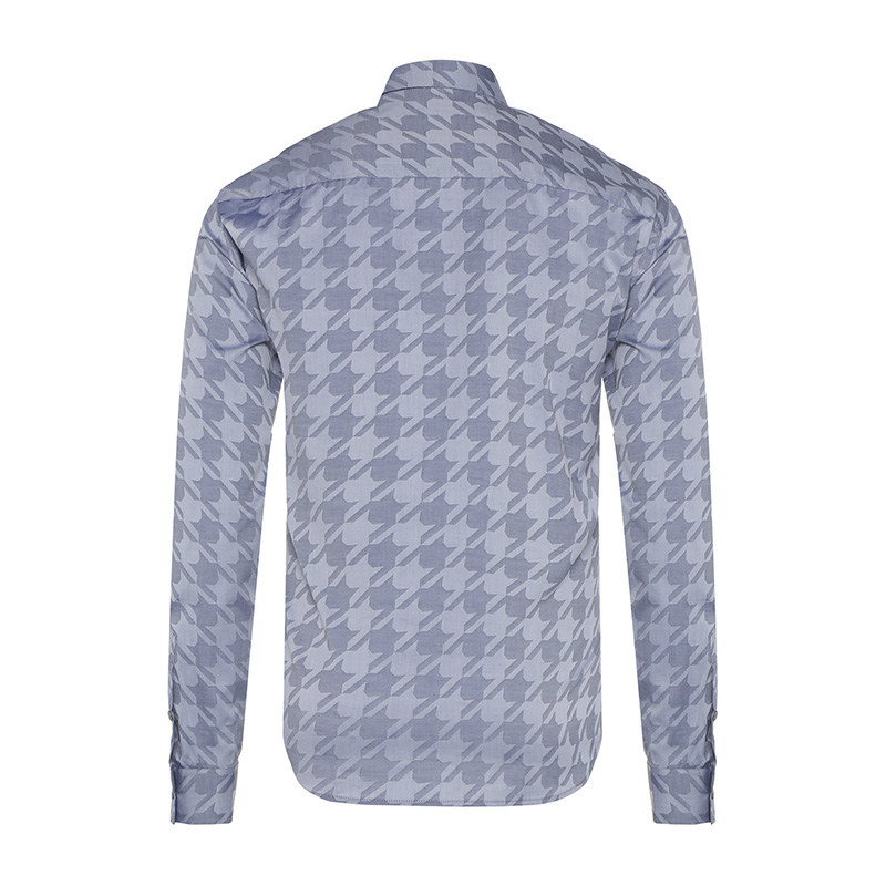 versace jeans千鸟格印花图案衬衫 银泰百货精品衬衫