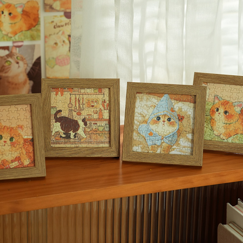 小日子不翻篇 治愈系猫咪拼图礼盒带相框 益智解压桌面摆件小礼物,淘宝优惠券,粉丝福利购,淘宝优惠卷