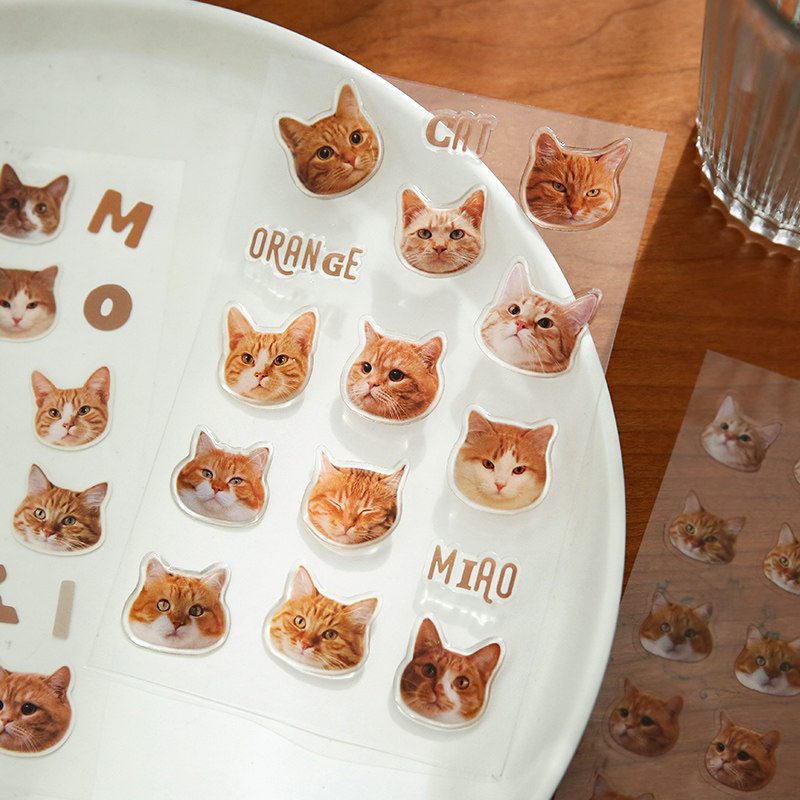 小日子不翻篇 ins可爱网红猫猫头平张贴纸滴胶立体手机壳贴纸,淘宝优惠券,粉丝福利购,淘宝优惠卷