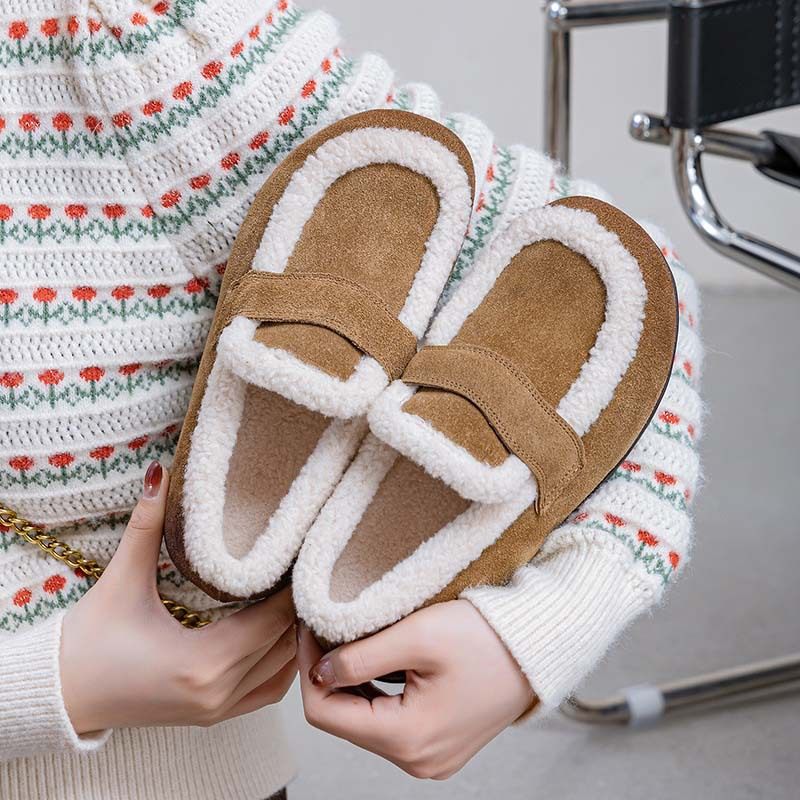 1809一脚蹬复古懒人豆豆鞋女2026冬季新款平底加绒保暖休闲乐福鞋,淘宝优惠券,粉丝福利购,淘宝优惠卷