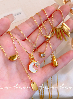 轻奢不掉色钛钢项链女轻奢小众吊坠锁骨链气质高级感百搭颈链项饰