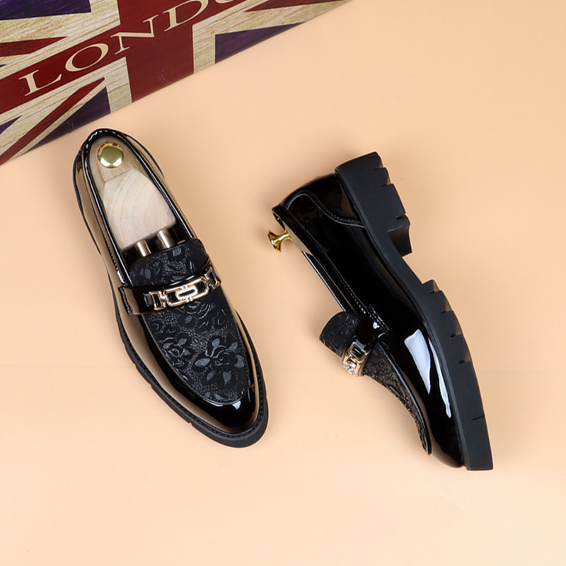 一脚蹬尖头皮鞋男夏季英伦马衔扣套脚懒人乐福鞋内增高漆皮豆豆鞋,淘宝优惠券,粉丝福利购,淘宝优惠卷