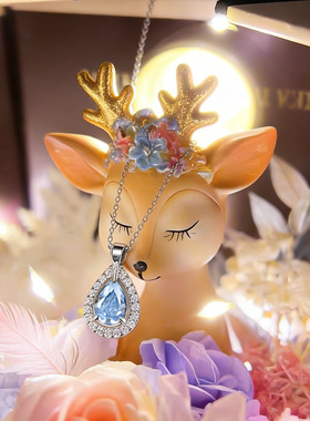 新年礼物蓝眼泪项链送女友生日