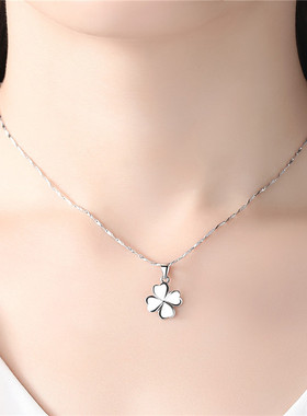 S999纯银四叶草项链女轻奢小众