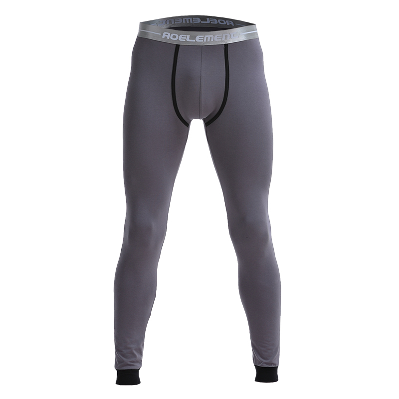 男士秋裤单件薄款紧身衬裤线裤保暖裤修身秋冬打底裤修身纯棉毛裤 - 图3