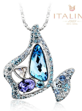 伊泰莲娜深海鱼大吊坠四季百搭长项链百搭水晶毛衣链