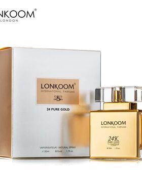 LONKOOM朗金24K纯金粉金黑金50ML女士香水持久淡香正品包专柜正品