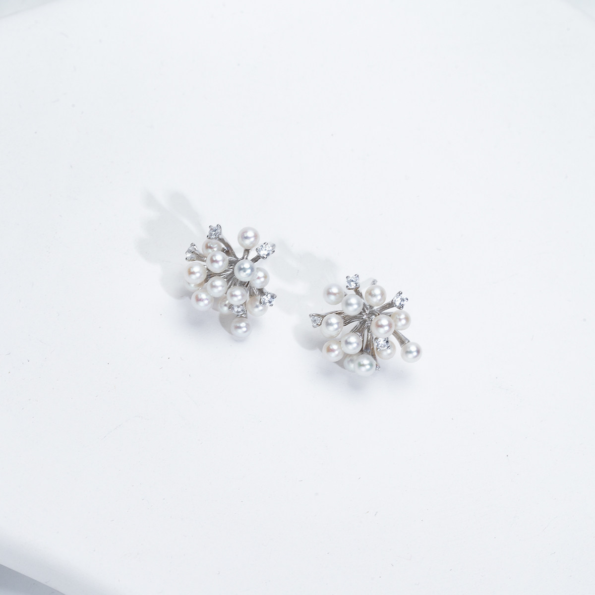【手捧花】S925银天然淡水BABY珍珠满天星烟花耳钉手工镶嵌2-3mm,淘宝优惠券,粉丝福利购,淘宝优惠卷