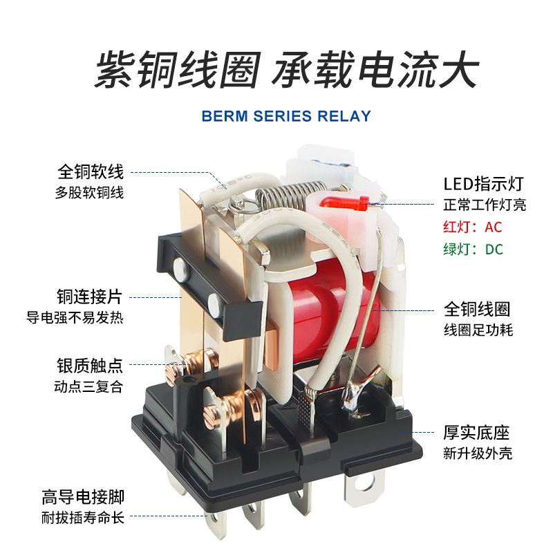 小型中间继电器220V交流MY2NJ直流DC24V12伏HH52P 54P电磁继电器 - 图0