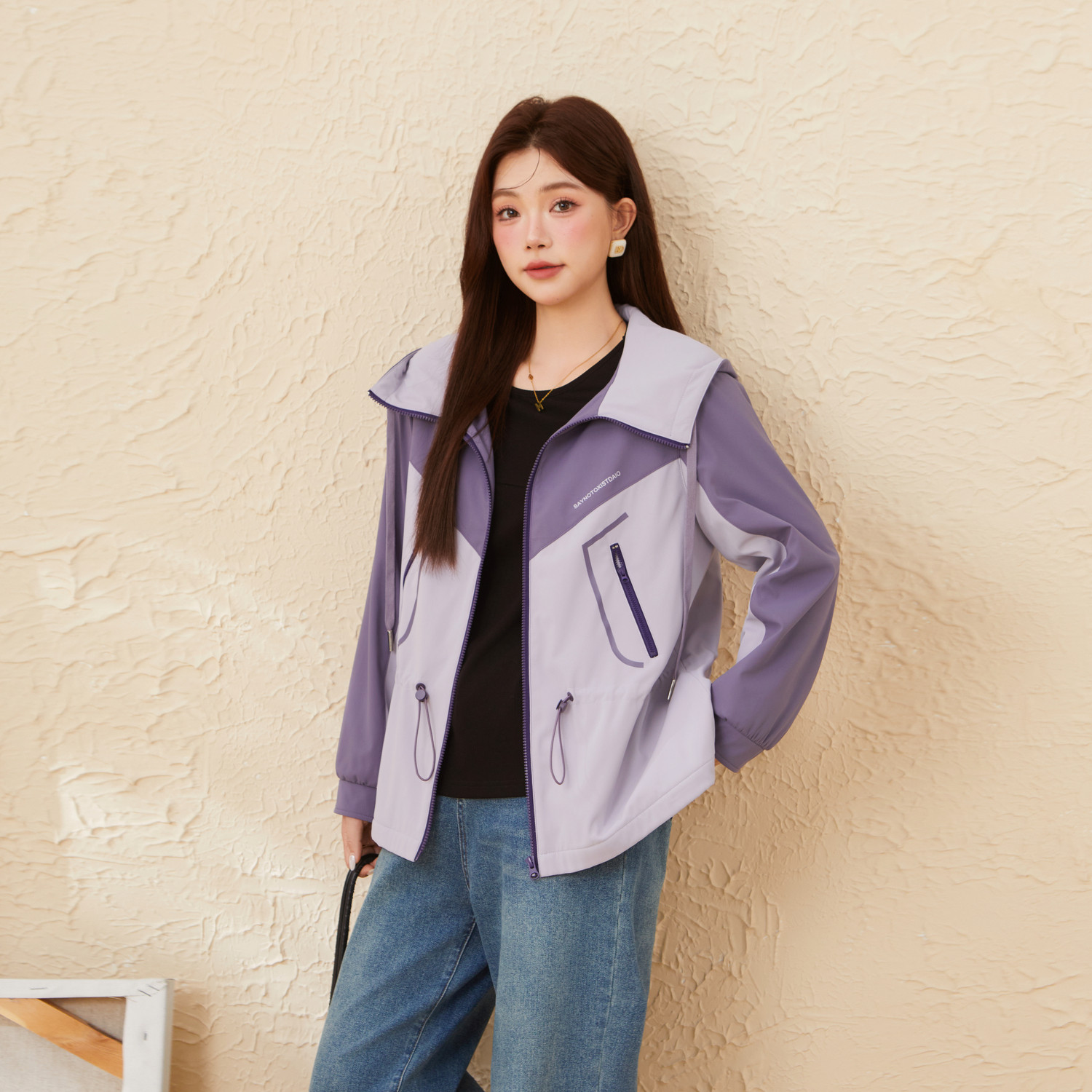 采多宝大码女装胖mm2025冬季新款撞色拼接设计感加厚夹克风衣外套,淘宝优惠券,粉丝福利购,淘宝优惠卷