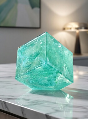 轻奢蓝色缠绕球绿色切角正方体