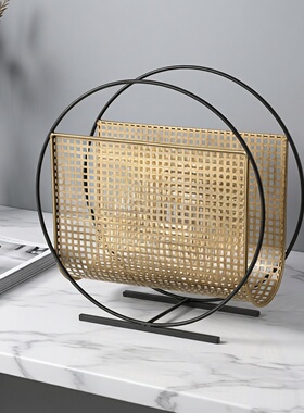 现代简约金属网格大理石杂志架