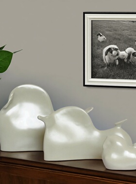 轻奢新中式浅灰色抽象马陈设软装