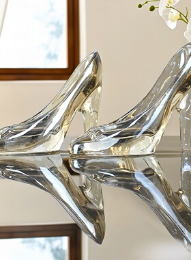 简约现代透明茶色水晶高跟鞋饰品