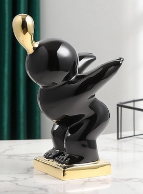 轻奢风陶瓷电镀人形动物雕塑摆设