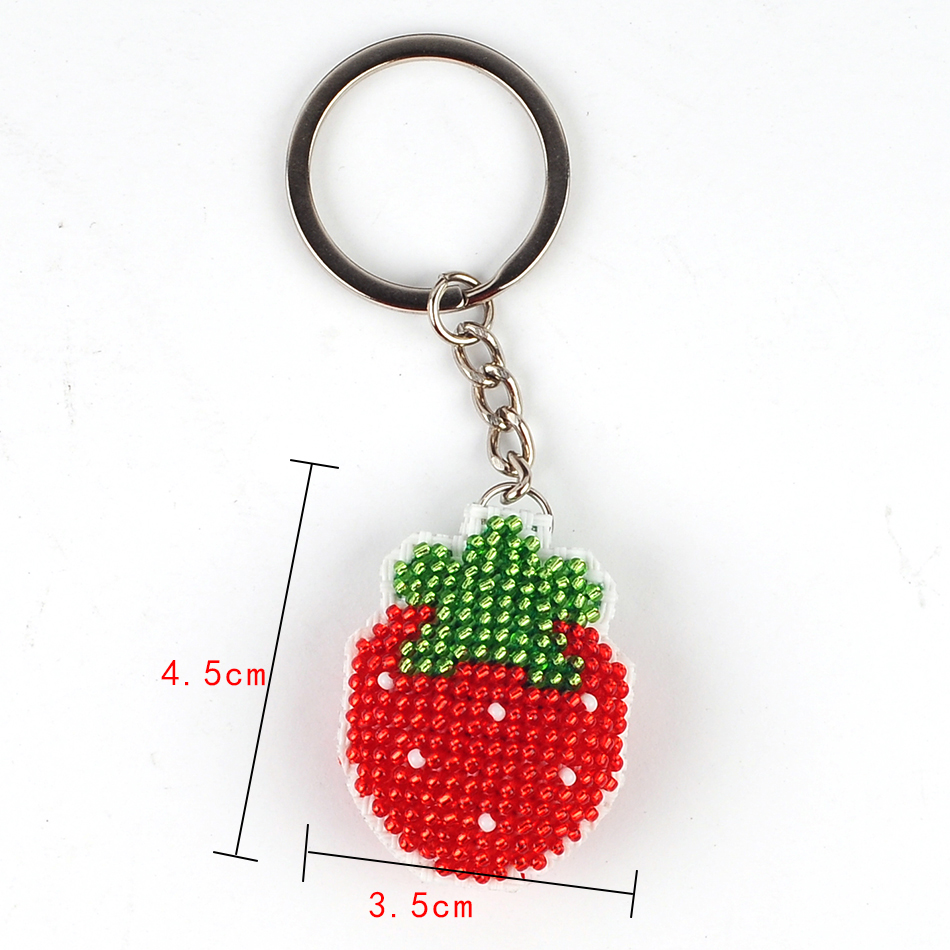 珠绣十字绣穿珠情侣水果草莓挂件印花简单学生手工串珠平安钥匙扣 - 图3