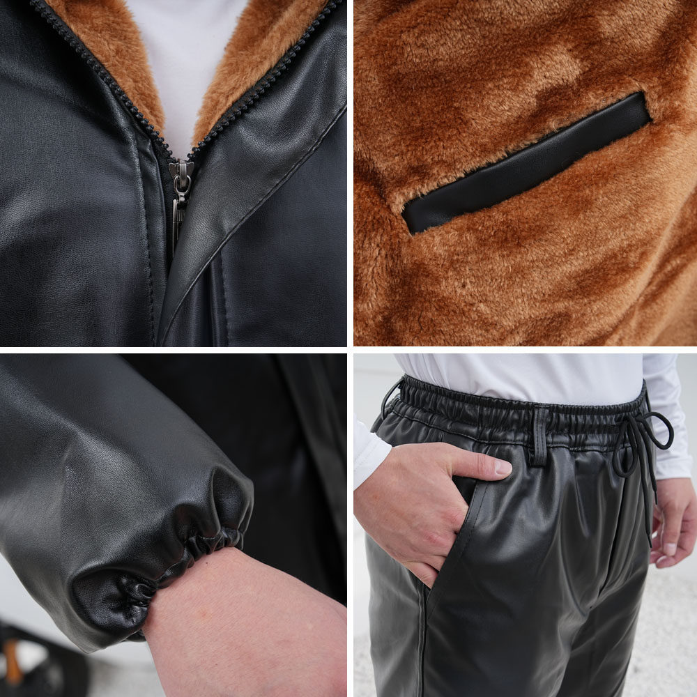 外卖骑行皮裤男士加绒加厚工作服防水挡风皮棉衣皮衣男女套装正阳,淘宝优惠券,粉丝福利购,淘宝优惠卷