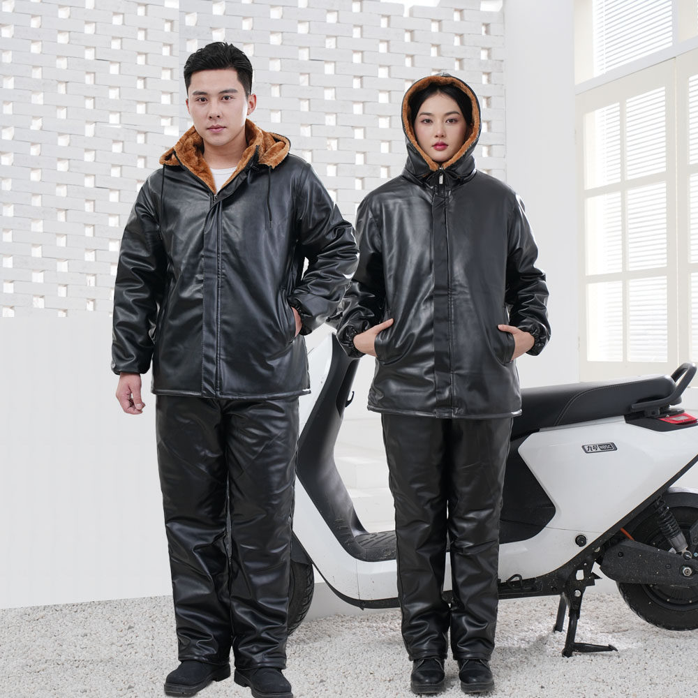 外卖骑行皮裤男士加绒加厚工作服防水挡风皮棉衣皮衣男女套装正阳,淘宝优惠券,粉丝福利购,淘宝优惠卷