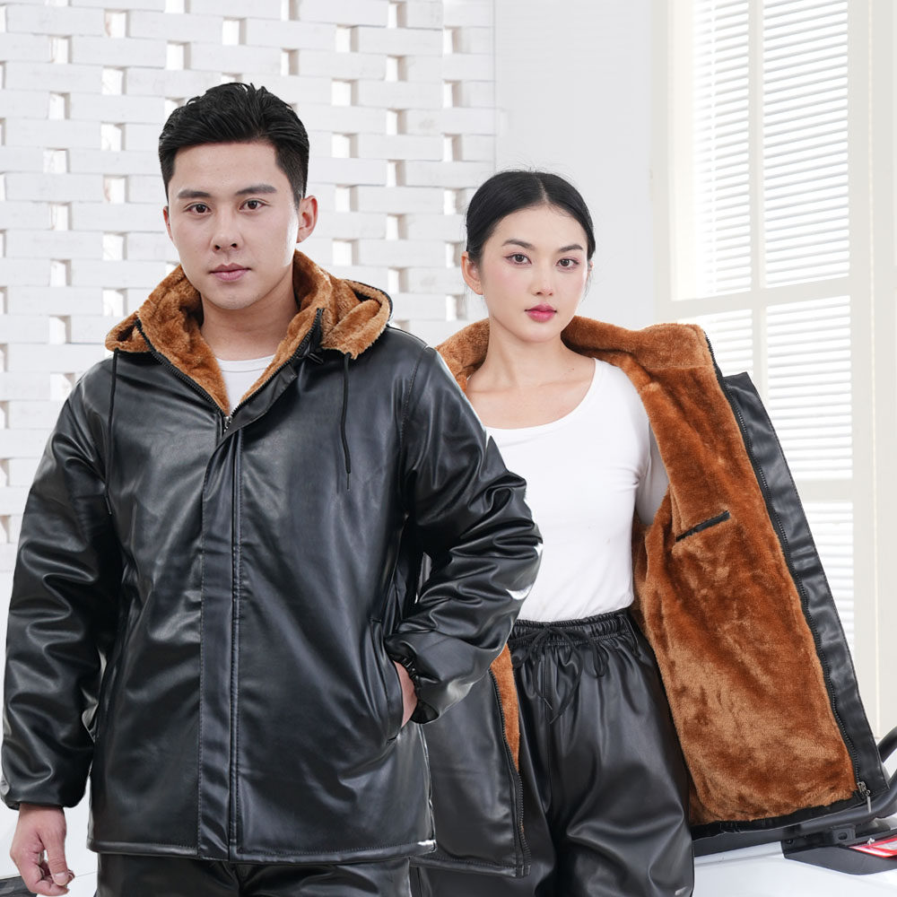 外卖骑行皮裤男士加绒加厚工作服防水挡风皮棉衣皮衣男女套装正阳,淘宝优惠券,粉丝福利购,淘宝优惠卷