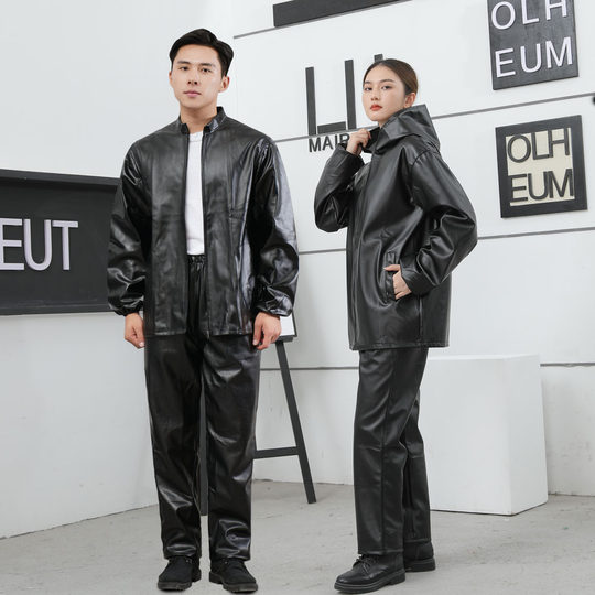 Waterproof and oil-proof middle-aged and elderly loose leather jacket set labor insurance