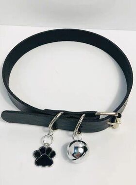百搭choker黑色皮质项圈铃铛颈链猫爪小众设计纯欲风通勤朋克项链