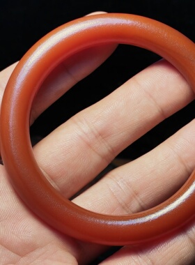 乡村小口径老红玛瑙磨砂玛瑙手镯圆条民族风本命年镯子女小款手环