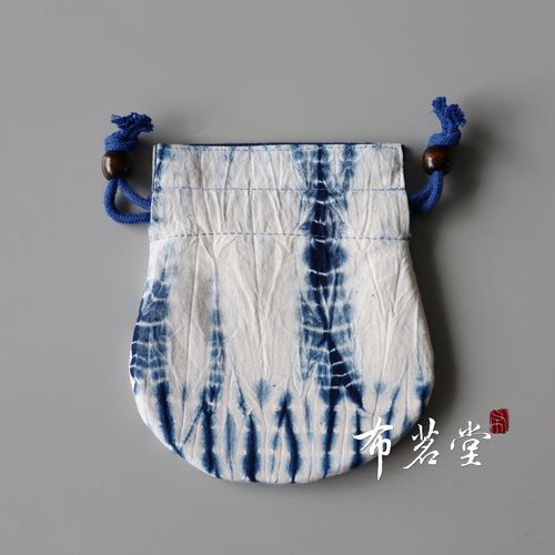 布茗堂 手工扎染印染小包包 棉布抽绳束口袋 杂物袋 文玩袋 - 图3